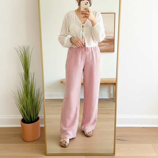 Musselin Hose gestreift | Wide Leg Sommerhose Baumwolle