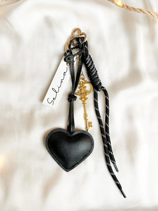 personalisierter herz bag charm mit name