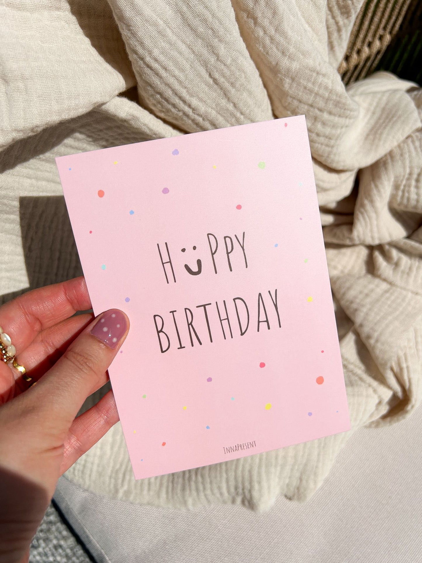 grußkarte geburtstag rosa