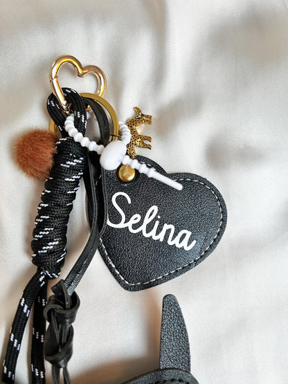 Dackel Bag Charm personalisiert schwarz | Taschenanhänger Hund