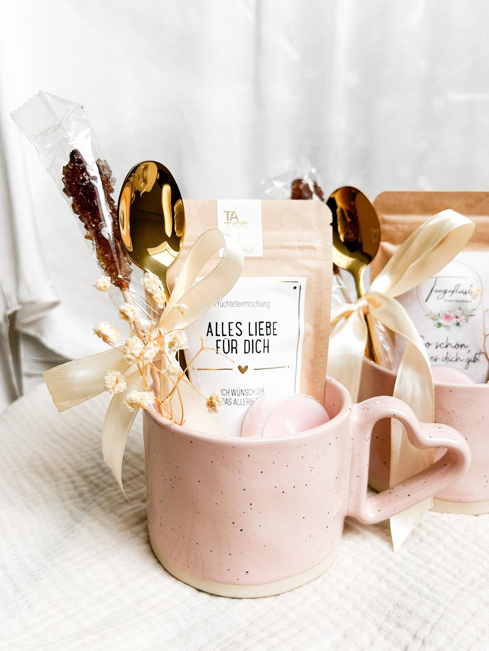 Geschenkidee für Freundin mit Tee Löffel und Teelicht