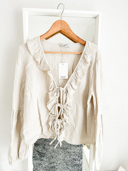 Musselin Bluse mit Volants | 100% Baumwolle