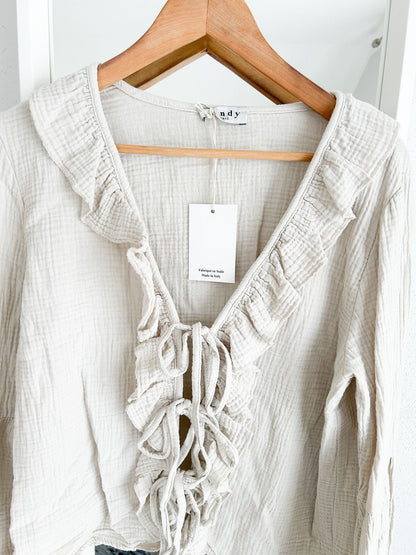 Musselin Bluse mit Volants | 100% Baumwolle