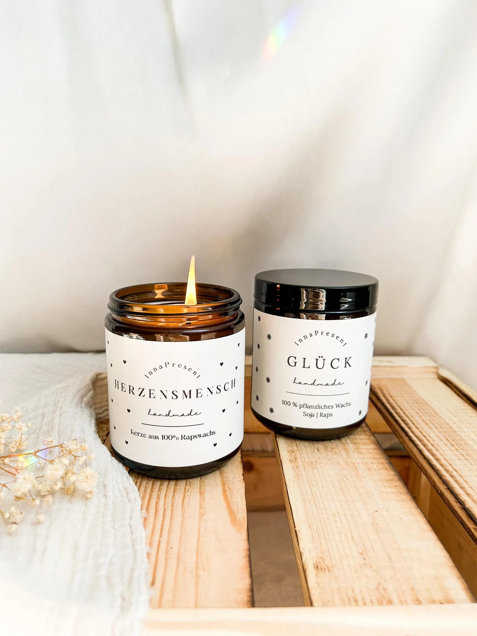 Minimalistische Geschenkkerze für Geburtstag oder Weihnachten