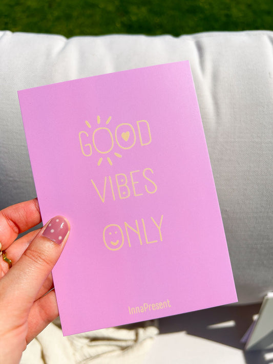 Grußkarte mit Spruch "Good Vibes Only" | Postkarte