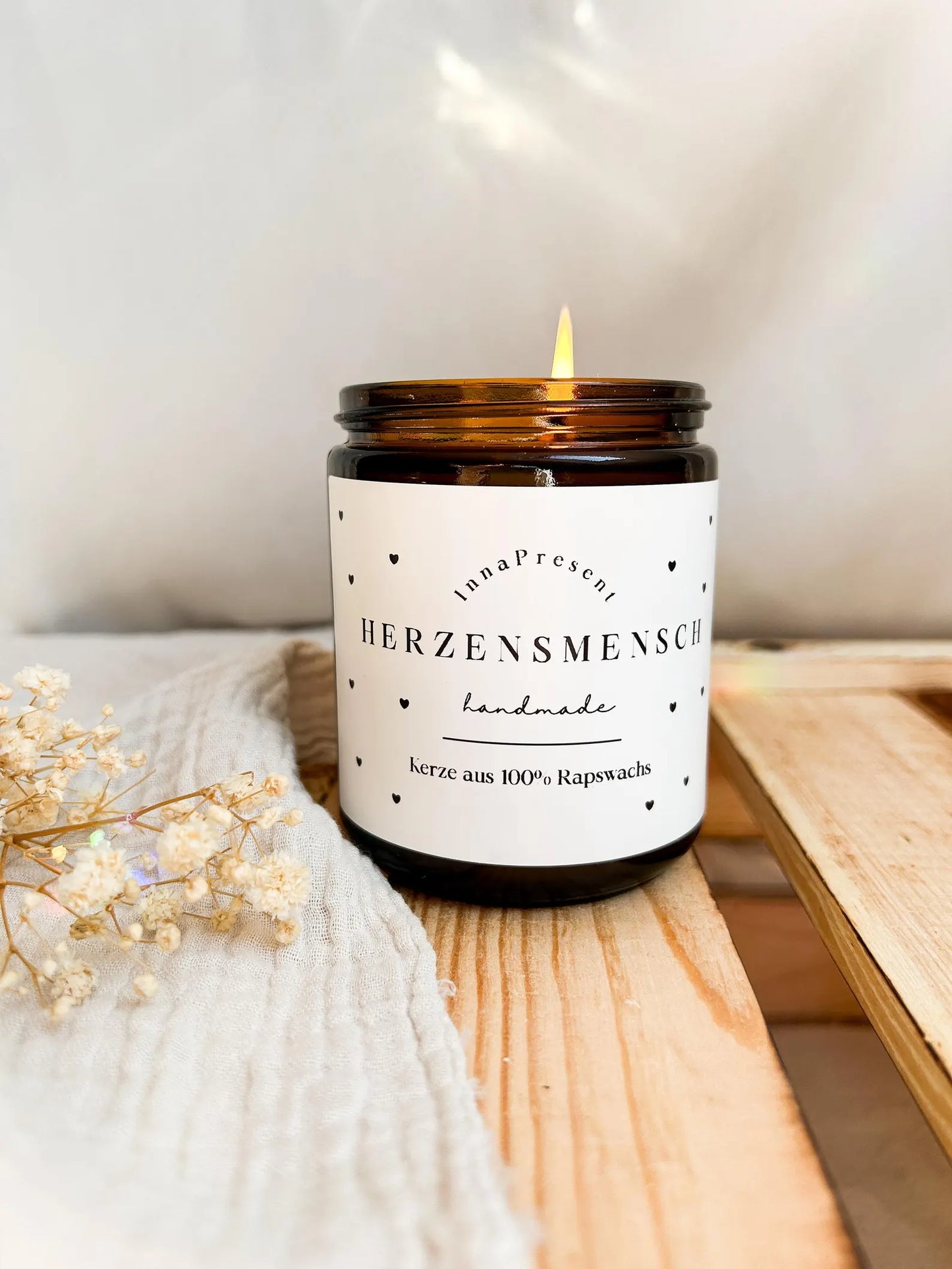 Minimalistische Soja Rapswachs Kerze als Geschenk für Frauen